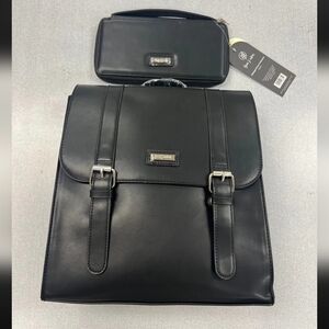 NEW Yani J'adore Large Black Faux-Leather Backpack/ Crossbody + Wallet. Bundle.